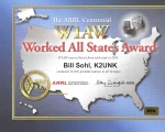 Bill's K2UNK W1AW WAS Certificate.